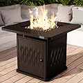 East Oak 32" Outdoor Propane Fire Pit Table | 52,000 BTU Gas Fire Pit Table for Outside with Magnetic Lid | Storage Basket & Lava Rocks | CSA Certified for Patio, Garden & Backyard | Brown