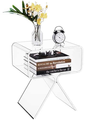 solaround Table d'Appoint en Acrylique, Petite Table de Chevet, 39 x 30 x 45 cm, pour Salon, Chambre (Transparent)