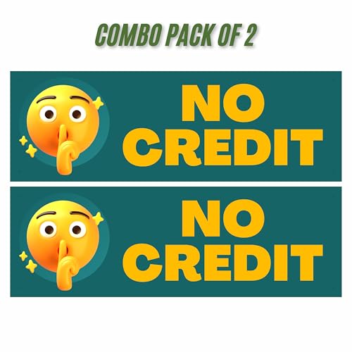 Image of No Credit Sign Board Sticker (20.5 x 7 CM) - Pack of 2 | Peel & Stick with 4 Corner Holes | Business Shop Display Sign for Stores, Retail Shops & Offices (No Credit, Small - 20.5 X 7 CM)