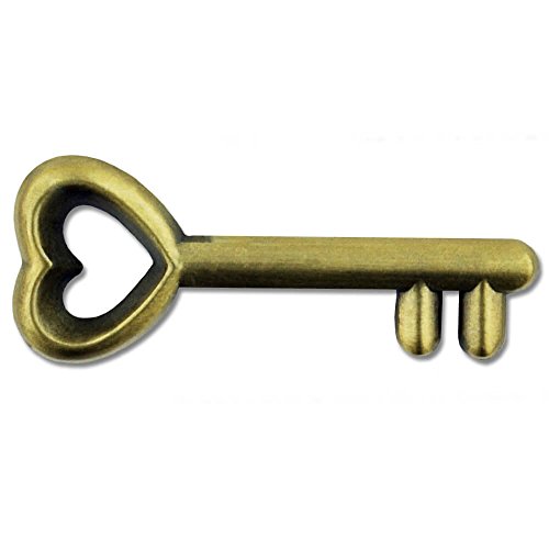 PinMart Antique Gold Vintage Key with Heart Lapel Pin - 25 Pack