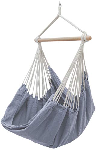 eyepower XL Hängesessel 185 x 130 cm für 2 Personen - Hängestuhl Outdoor & Indoor - Schwebesitz für Garten Balkon Terrasse - Relaxstuhl aus 100% Baumwolle - Sitzschaukel im Boho Stil ohne Gestell