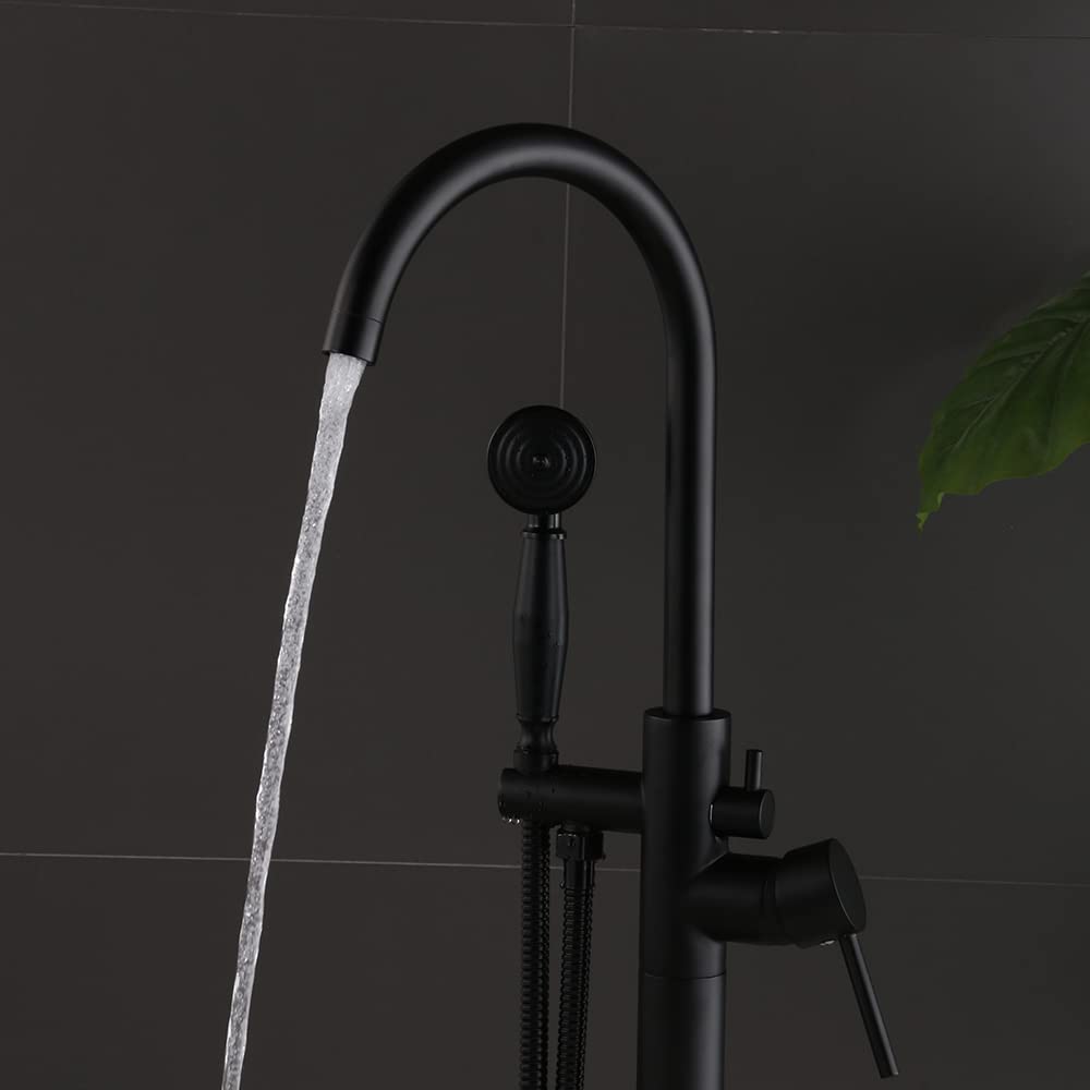 Soporte de pared para bañera y ducha, grifo de baño independiente, grifo de baño, moderno y independiente, ducha de mano con batidora, grifo de baño, grifo de ducha, color negro mate
