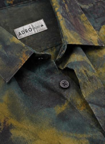 Image of ADRO Abstract Printed Shirts for Men | Breathable Cotton Rayon Fabric | Relaxed Fit Summer Shirts | Casual Party Shirt for Men