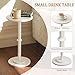 MaxSmeo Drink Table, Small Side Table for Small Spaces, Modern Round End Table with Fluted Wood Leg, White