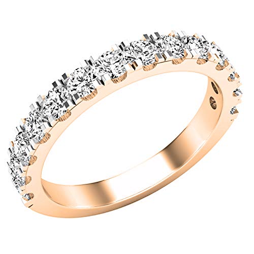 Dazzlingrock Collection Alianza de boda apilable con diamantes blancos redondos cultivados en laboratorio de 1,00 quilates (quilates), oro rosa de 14 quilates, talla 4,5, Oro rosa Diamante cultivado