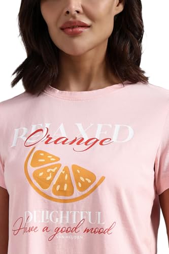 Image of Van Heusen Women's Cotton T-Shirt | Soft Breathable Cotton | Relaxed fit | Lounge Tee| Printed | Round Neck | Short Sleeve| Comfortable Everyday Wear | Style 55432