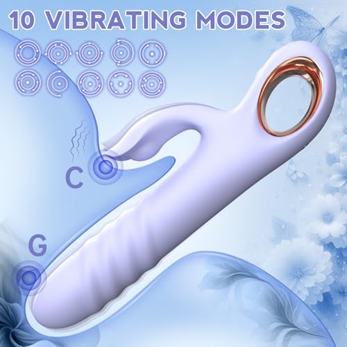 Image of Dildo Thrusting Vibrator Sex Toy for Women - Dildos Vibrator G Spot Vibrator Clitoral Stimulator Dual Rabbit with 10 Powerful Vibration 10 Thrust Modes