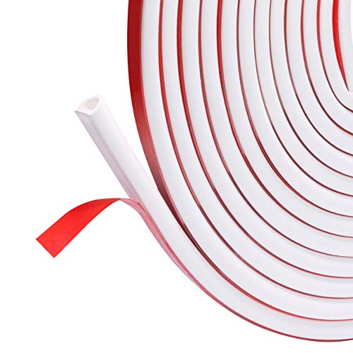 fowong Weather Stripping for Door and Window, 11/32 Inch Wide X 1/4 Inch Thick Silicone Rubber Door Seal Gap Seal Window Insulation Strip (White)