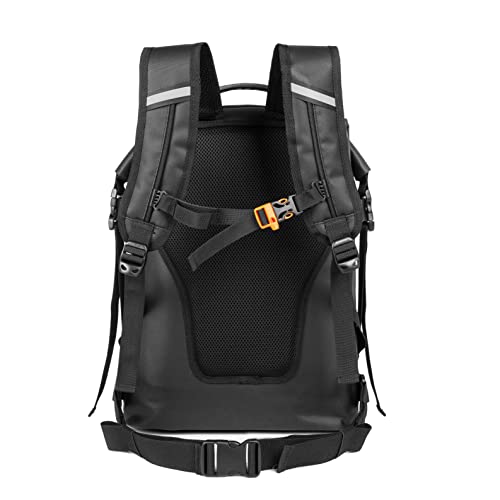 Image of Mountain Land Waterproof Backpack Made of Composite TPU, Roll-Top Closure Dry Bag with Front-Zippered Pocket Cushioned Padded Back Panel Black 30L