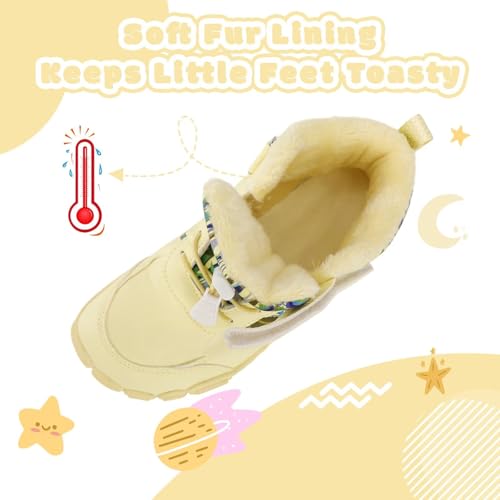 Miniatura 4 de Zepyfxit Botas De Nieve Zapatillas Niño Niña Barefoot Invierno Deportivas Calzado Respetuoso Running Zapatos Deporte Antideslizante Amarillo, 38 Eu