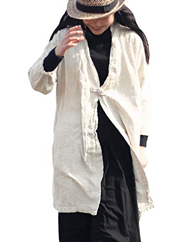 image for Aeneontrue Women's Cotton Linen Long Loose Wrap Kimono Cardigans Coat 