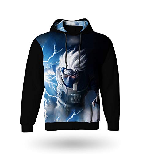 Casaco de Moletom Naruto Kakashi Hatate - Magia Lado - Blusa com Capuz - Jaqueta Anime Infantil (M)
