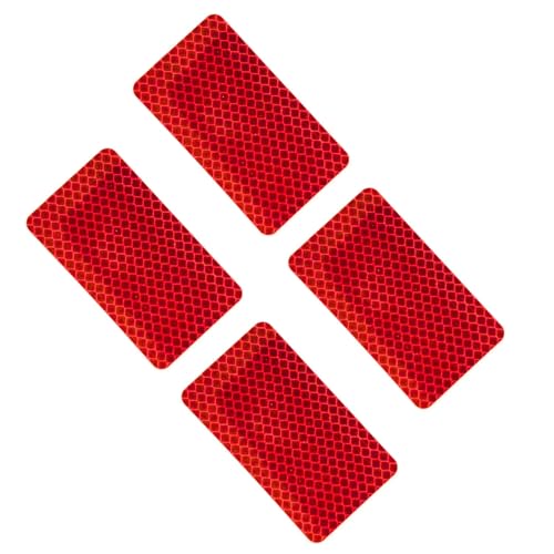 LiteMark DOT-SAE Red 2 Inch x 3.5 Inch High Reflective Prismatic Lenses with Durable Protective Transparent Layer for Safety and Increased Visibility (Pack of 4 Reflectors)