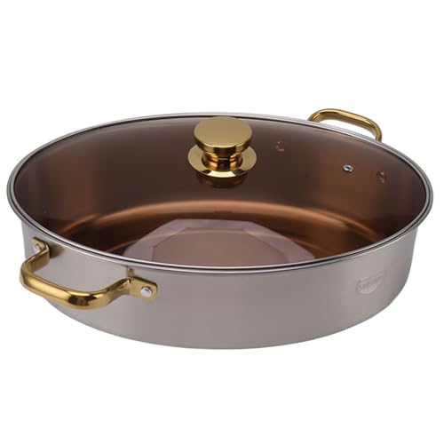 Olla de vapor de pescado, olla ovalada multiusos de acero inoxidable 304, utensilios de cocina multiusos para mariscos con tapa de sartén de cerámica