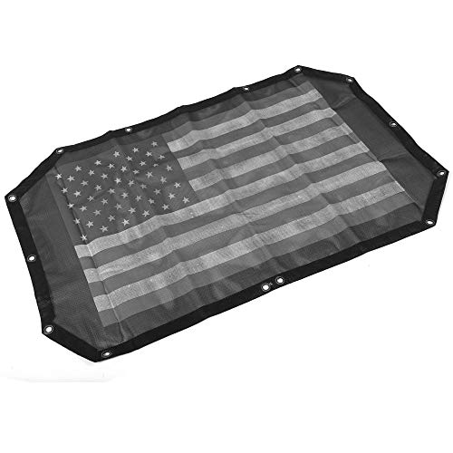 JeCar for Jeep JK Sunshade Mesh Top Mesh Top Sun Shade JK Front Sunshade UV Protection for 2007-2018 Jeep Wrangler JK 2Door and 4 Doors, American Flag