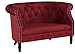 GDFStudio Melaina Tufted Chesterfield Velvet Loveseat with Scrolled Arms, Garnet and Dark Brown