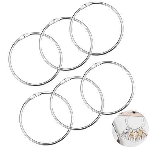 BRITIVIVE Anillos de metal para manualidades, 6 unidades, tamaño grande, para llaves, ropa, documentos, manualidades y almacenamiento, versátiles (80 mm)