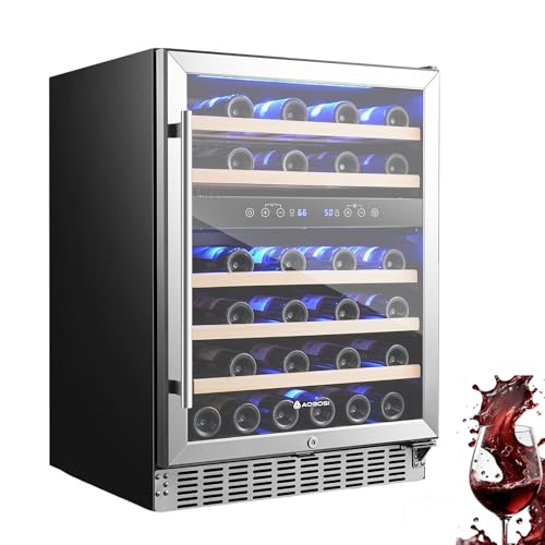 AAOBOSI 46-Bottle Dual Zone Wine Cooler Refrigerator