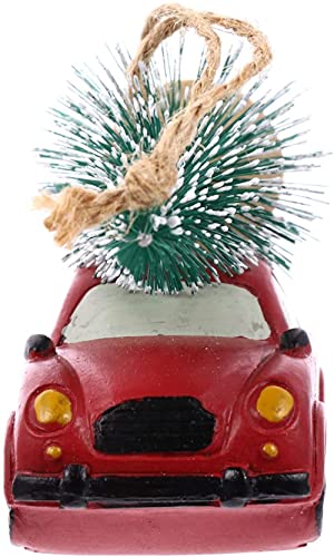 Modelo de caminhão vermelho vintage de natal com mini-árvore de natal estatueta de carro de metal br