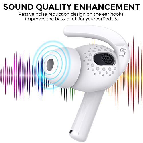 AhaStyle 2 Pairs AirPods 3 Ear Hooks Cover Silicone Earbuds Tips [Added Storage Pouch] Compatible with Apple AirPods 3 2021 (Large + Small, White) - Image 3