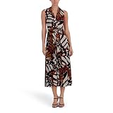 Anne Klein Women's Sleeveless Twist Front Printed Mesh Midi Dress