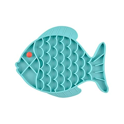 Cat Slow Feeder Fish Shaped Cat Lick Mat For Cats Dogs Anxiety Cat Puzzle Feeder Cat Bowl Fun Alternative To Slow Feeder Cat Bowl Cup Bowls for Cats (A, One Size) Cover