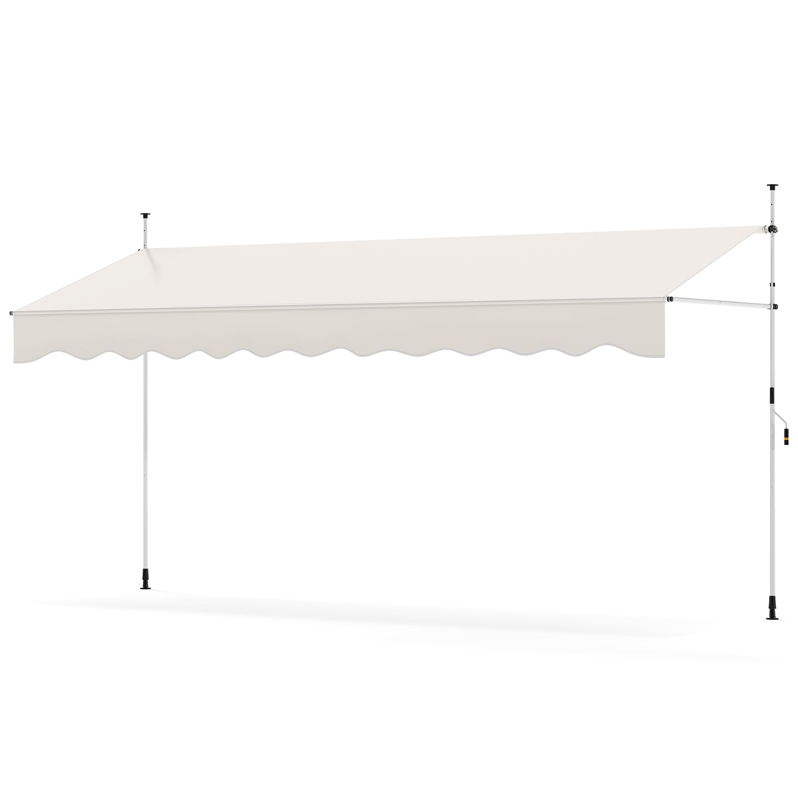 COSTWAY Klemmmarkise, Balkonmarkise ohne Bohren mit Handkurbel, Höhenverstellbar & UV-beständig, Markise Sonnenschutz für Terrasse, Balkon, Garten (400 cm,Weiß)