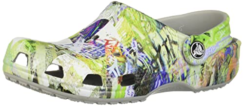 Image of Crocs Men's and Women's Classic Graphic Clog, Multi /Light Grey, 10 Women /8 Men