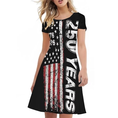 Image of AFPANQZ Womens Casual Summer Lightweight Vintage Dress Short Sleeve Midi Dress Knee-Long Luxury Formal Dress