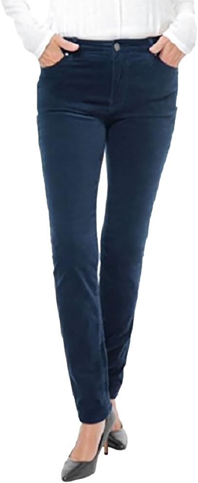 BUFFALO Women's Mid Rise Skinny Stretch Velvet Pants, Navy, 10x30