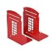 Bookends Red Pair Non-Slip Heavy Metal Durable Sturdy Strong Books Organizer Telephone Booth Bookshelf Decor Decorative Bedroom Library Office School Supplies Stationery Gift (London-Red)