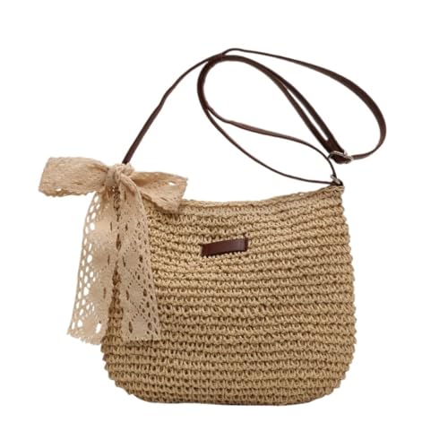 Straw Bag Commuter Messenger Woven Bag Korean Fashion Beach Bag New Style Trend Ins Casual Straw Bag Straw Bags(Brown)