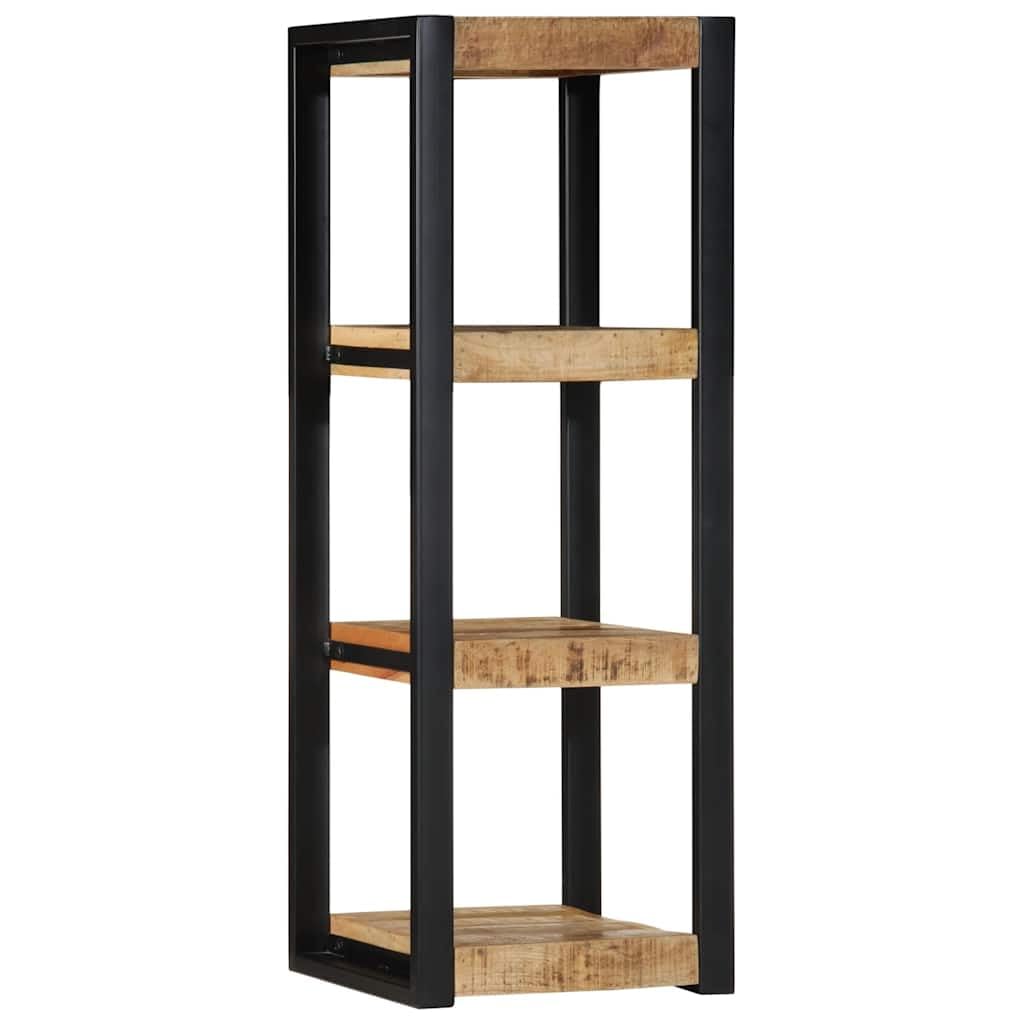 Wandregal aus rauem massivem Mangoholz 35x35x100 cm platzsparend für Wohnzimmer Schlafzimmer Büro mit Stauraum und moderner rustikaler Optik