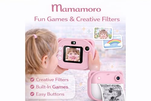 Image of Camera for Kids with Print | Kid Digital Camera for Photography & Videography with Color Display - Includes 2 Paper Rolls (Pink)