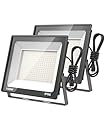 100W LED Flood Lights Outdoor 2 Pack, 12000 LM Bright LED Work Security Light with 6FT Plug, 6500K Daylight White LED Flood Light Outdoor, IP66 Waterproof Exterior Yard Lights for Yard Garage Stadium
