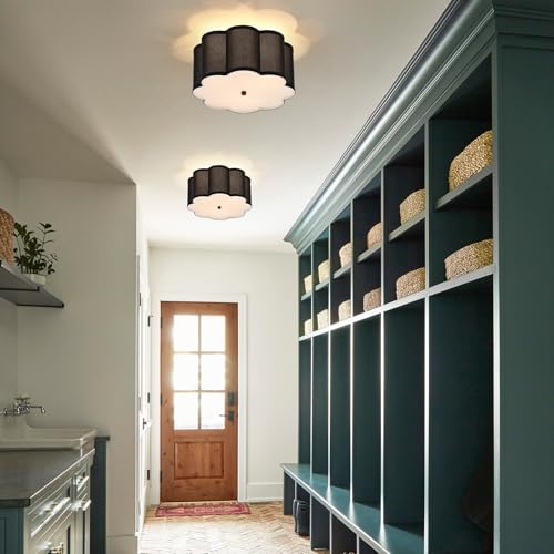 MhyTogn 13” Semi Flush Mount Ceiling Light Floral Fabric Modern Close to Ceiling Lighting Fixtures for Bedroom Nursery Room Kitchen Hallway, UL Listed by MhyTogn - Image 5