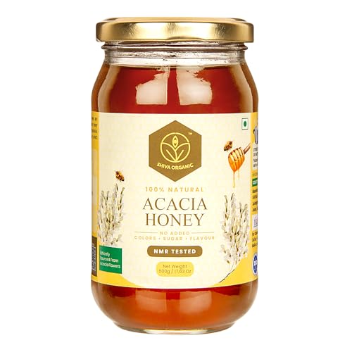 Image of Shiva Organic Raw Acacia Honey 500g | 100% Pure NMR Tested | Raw and Unprocessed