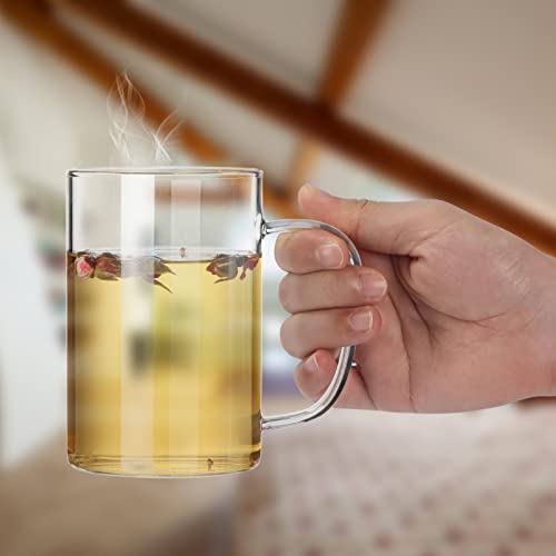 Horlimer 16 Oz Glass Coffee Mugs Set Of 6, Clear Coffee Cup With Handle For Tea Cappuccino Latte Milk Juice Hot Beverages #TOP6