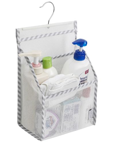 Jelier Hanging Mesh Shower Caddy for Camping, Gym, RV, White