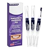 3 Piezas Lápiz Blanqueador Dental,Teeth Whitening Pen Violeta,Gel Blanqueador de Dientes Suave,Ayuda a Reducir Manchas Superficiales,Para un Aspecto de Sonrisa Más Blanca y Brillante (Púrpura）