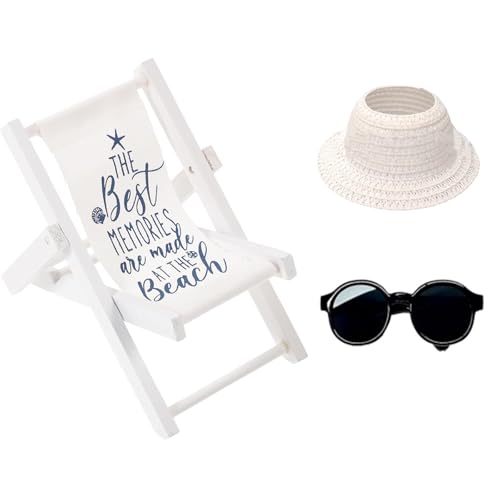 HYZSHL 3 Stück Puppen Have a Seat, mit Liegestuhl, Strohhut und Brille, Dekoratives Puppen Zubehör für Fans und Sammler,...