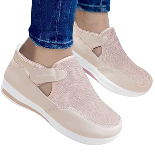 YJING Damen Sneakers Leichte Turnschuhe Leicht Atmungsaktiv Shuffle On Laufschuhe Fitness Mesh Sportschuhe Rutschfest Outside Leicht Laufschuhe Shuffle On Walkingschuhe Outside Rosa 42 thumbnail