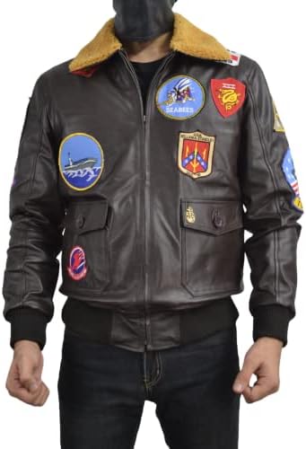 Top Jacket For Men - Tom Gun G1 Bomber Maverick Aviator Real Leather Fur Collar Flight Jacket - Cruise Brown Leather Jacket
