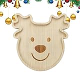 Weihnachtliche Servierplatte – Holz-Serviertabletts mit Rentier-Motiv, für Küche, Lebensmittelaufbewahrungsplatte für Cracker, Meeresfrüchte, Fleisch, Snacks, Brot, Vorspeisen