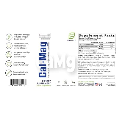 Liquid Ionic Calcium and Magnesium Supplement with Boron Bone & Muscle Support Restful Sleep & Mood Support 48 Day Supply