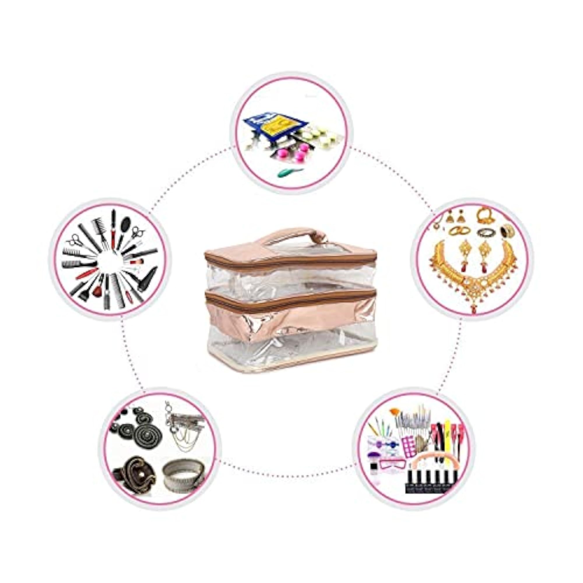 Rose Gold Makeup Box Cosmetic Bag and Pouch