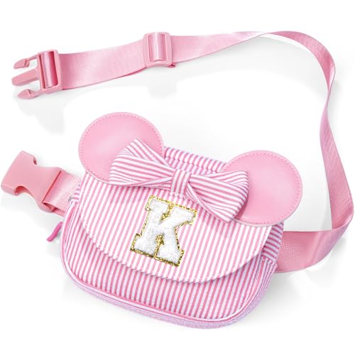 Image of Initial Belt Bag Crossbody Bag Pink Fanny Pack Purse for Girl Kids - Birthday Gifts for 2 3 4 5 6 7 8 Year Old Girls, Birthday Gift for Girls Kids Pink K