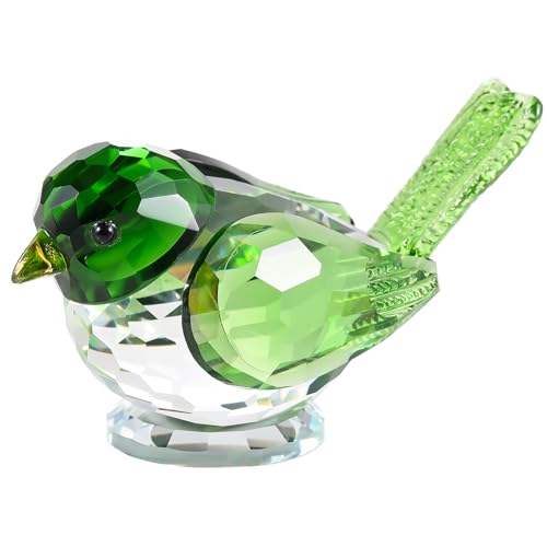 YWHL Green Crystal Bird Figurine, Handmade Bird Gifts for Birds