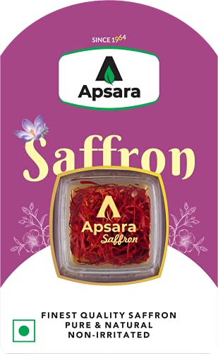 APSARA Saffron or Zafran Premium Superior Red Saffron Threads, Grade A++ Super Negin, Saffron spice for cooking ,Biryani, Golden Milk, Sweets, Rice, Paella, Risotto, Tea and Cooking Spice for all Culinary Uses Pure Finest Kashmiri Kesar (1gm)
