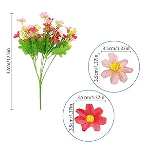 Uieke 6PCS Artificial Flowers for Outdoors UV Resistant Fake Daisy Mums Flowers Outdoor No Fade Greenery Shrubs for Indoor Outside Home Wedding Office Garden Porch Spring Decor